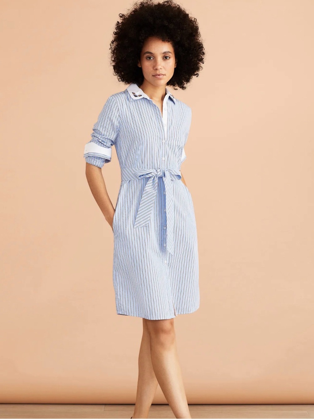 Brooks Brothers Red Fleece 100% Cotton Striped Shirtdress — Size 14